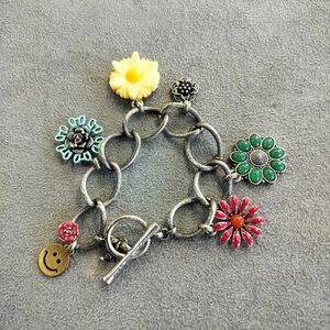 Lucky Brand Floral Charm Bracelet with Multicolor Accents